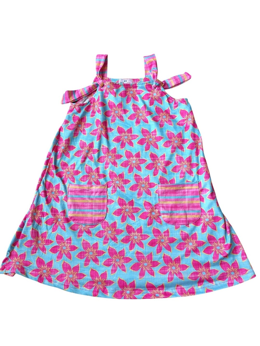Pete + Lucy Boutique Girls Floral Sundress in Aqua & Pink